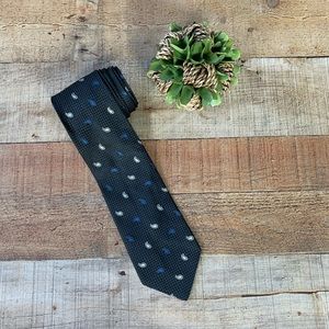 Hugo Boss Paisley 100% Silk Jacquard VINTAGE Retro 80s Designer Tie Black